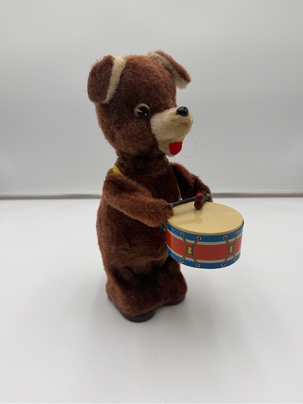 Brown Teddy the Rhythmical Drummer Bear Snare Drum VTG Japan Mechanical Toy